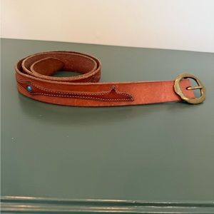 Lucky Brand Brown and Gold Leather Belt with Classic Design
